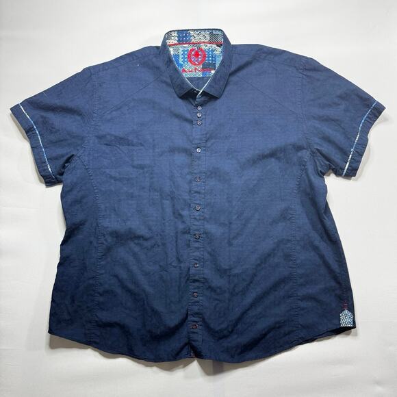 Au Noir Men's Short Sleeve Navy Blue Button Up Shirt - Size 10 (3XL) - Picture 1 of 4